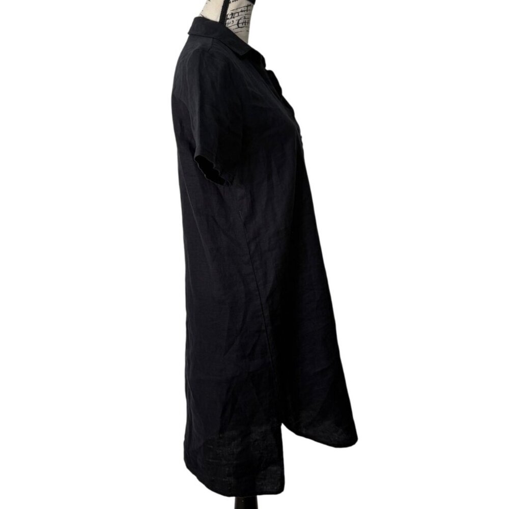 James Perse Black Shirt Dress Button-Up Linen Short-Sleeve Womens Size 1 / US S - Picture 2 of 8